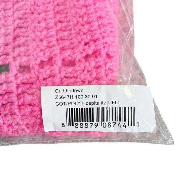 Cuddledown Hospitality Striped Knit Throw Blanket Green Pink 41” x 26” - Picture 4 of 4